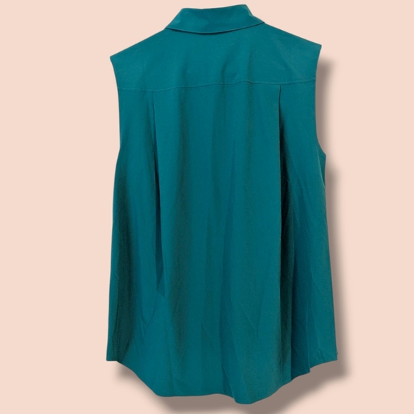 Athleta Emerald Green Teal Sleeveless Collared Button-Up Everlasting Tank Office - Picture 3 of 12